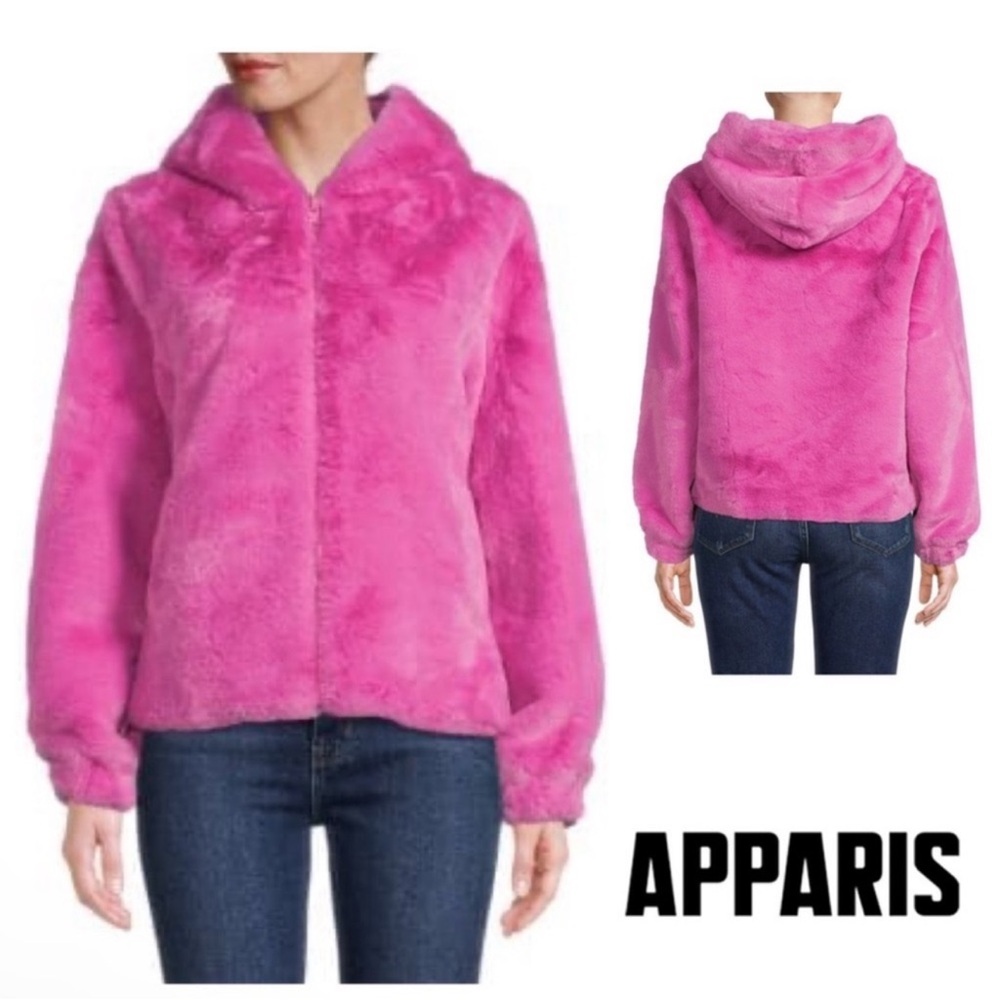 New! APPARIS Pipa Faux Fur Jacket in Fuchsia Hot Pink